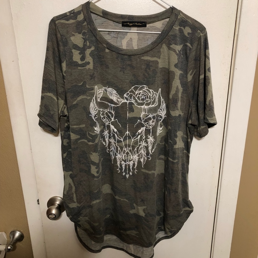 Camo boutique blouse